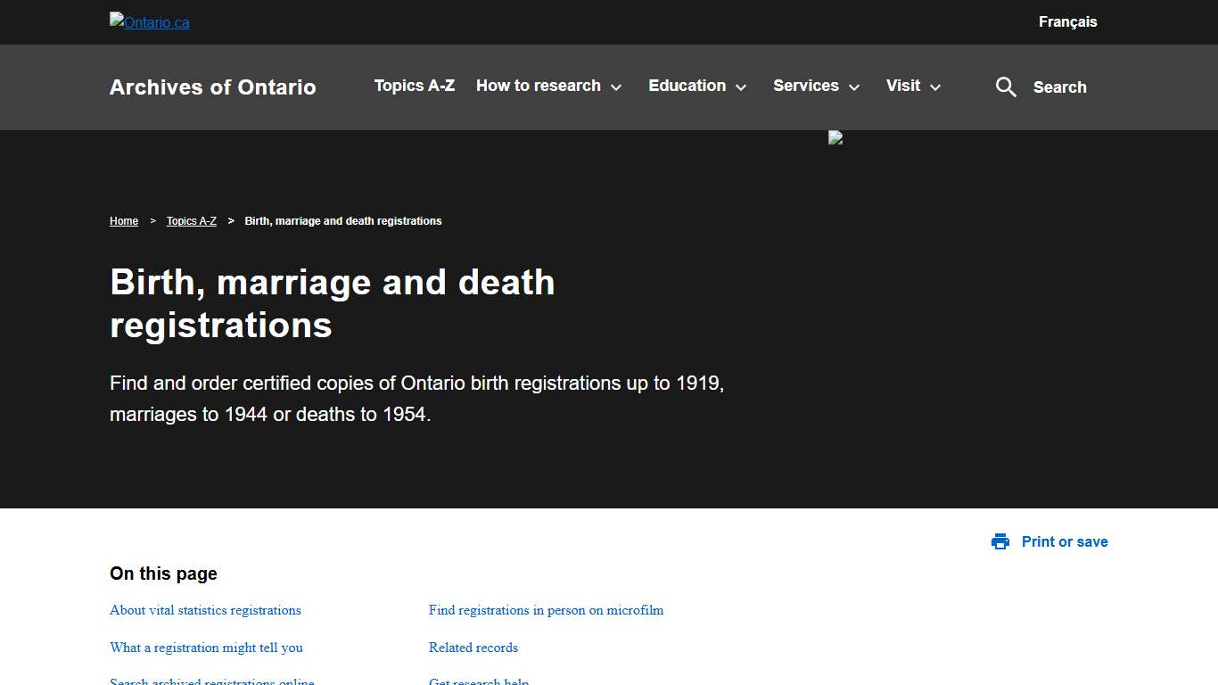 Birth, marriage and death registrations - Archives of Ontario